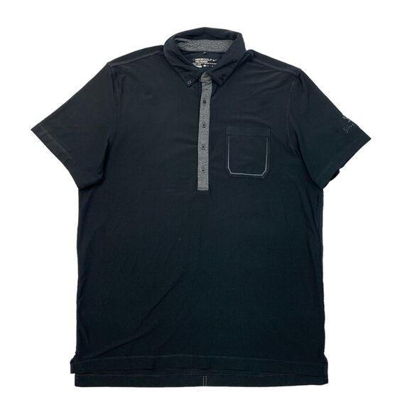 Nike Polo Shirt Mens XL Black Golf Tour Premium Dri Fit Pocket 5 Button Placket - Picture 1 of 13